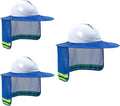 Hard Hat Sun Shade, High Visibility Sun Visor Neck Shade with Reflective Strip, Full Brim, Man & Woman (Hard Hat Not Included), Blue, 3 Pack