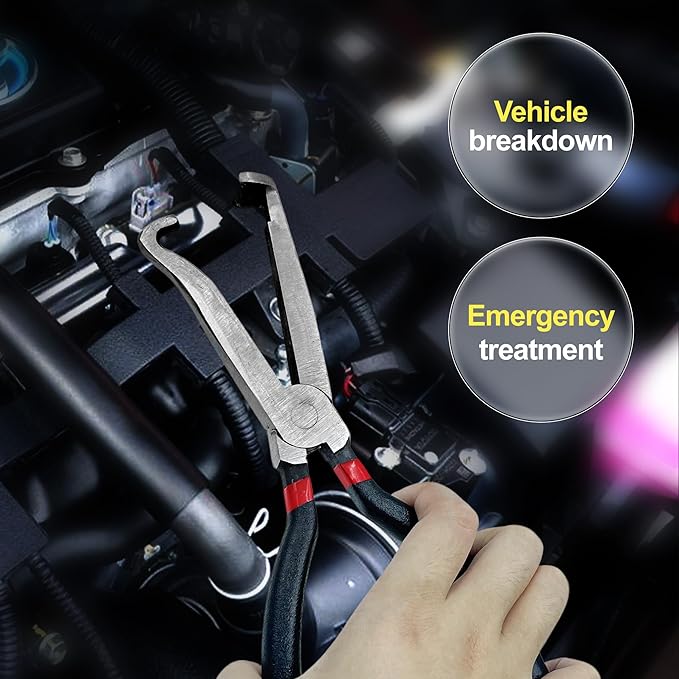 Electrical Disconnect Pliers, Electrical Connector Pliers for Cars(1*Straight&1 * 60°Bend), Fuel Line Tools with Anti-Slip Grip, Fuel Line Disconnect Tool Set for Air Flow Sensors Fuel Injectors