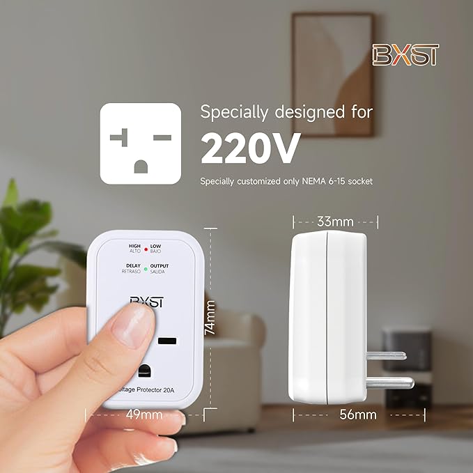 BXST Single Outlet Surge Protector for Refrigerator/Air-Conditioner/Smart TV Small Wall Outlet Power Surge Plug in Voltage Protector for Home Appliance 140J 4400W（2 Pack）