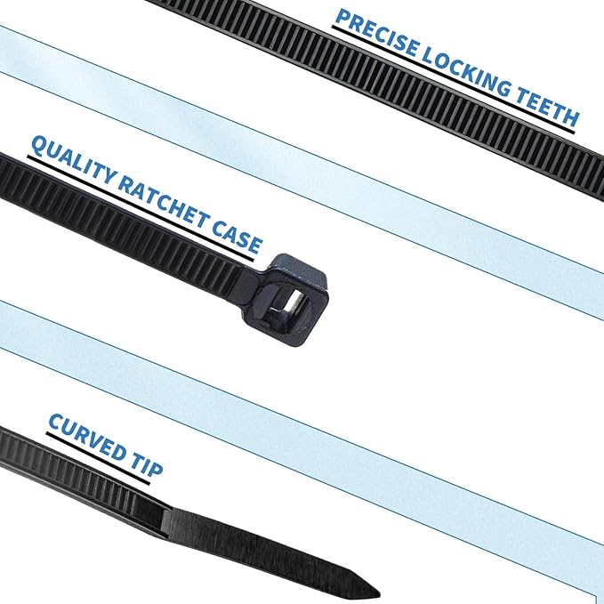 Zip Ties 12 Inch 100 Pack Heavy Duty 50 Lbs Tensile Strength - UV Resistant Self-Locking Black Nylon Cable Ties for Indoor and Outdoor Cable Management