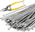 Heavy Duty Stainless Steel Zip Ties, 11.8 Inch 100 Pcs Uv Resistant Metal Cable Ties With Cutting Tool For Machinery, Chain Fence Parts, Barbed Wire Rolls, Outdoor Poultry Fence Repairs, Etc.