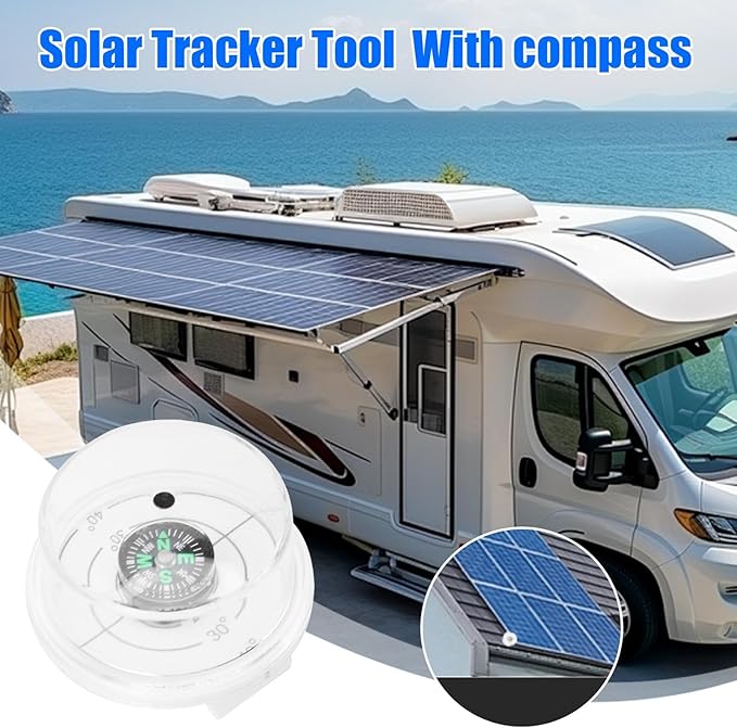 Solar Angle Guide,Clear Waterproof Solar Angle Alignment Tool with Compass - Solar Panel Sun Tracker, Portable Solar Panel Accessories to Improve Solar Energy Efficiency