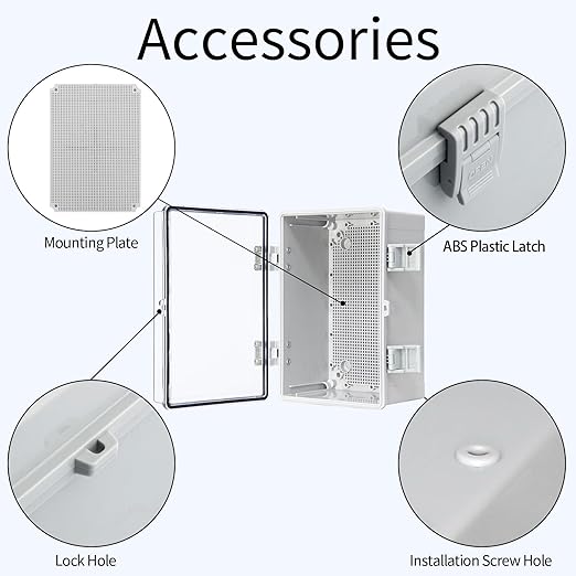 Junction Electrical Box, Outdoor Waterproof Electrical Box with Mounting Plate, ABS Plastic Engineering Enclosure Outdoor and Indoor Usage Project Box Clear 11.8"x7.8"x6.6"