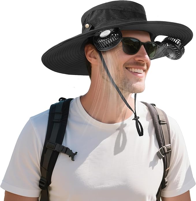 AMACOOL Bucket Hat Fan Pro, Gifts for Father Dad Husband, Fishing Essentials for Men Women, Camping Hiking Beach Gardening