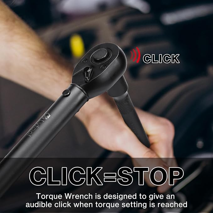 Lytool Torque Wrench Set 1/4" 3/8" 1/2" Drive (3-Piece), Click Type Torque Wrenches ±3% Accuracy, 72-Tooth Ratchet, Quick Release, Automotive Torque Wrench Set for Car, Bike, Motorcycle Repair