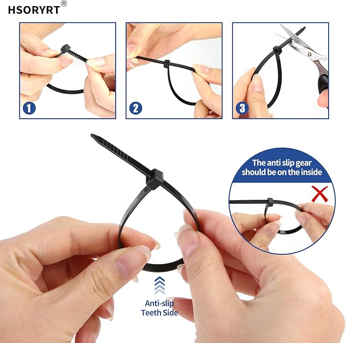 2000pcs Cable Ties, 18lbs Zip Ties, 4 inch Black Multi-Purpose Self-Locking Nylon Small Cable Management, UV Resistant Wire Ties, Plastic Ties for Home, Garage, Garden, Office, Workshop