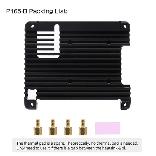 Geekworm 11mm Thickness Embedded Heatsink (P165-B) for Raspberry Pi 4, Armor Aluminum Radiator Compatible with Raspberry Pi 4 Model B Computer and Pi 4 Expansion Board Support POE Extension