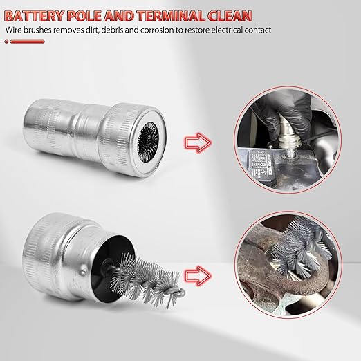 Military Spec Battery Terminal Top Post Kit Positive Negative for Car Auto Truck Rv Boat with Cover Washers Cleaner Brush Protector Fiber