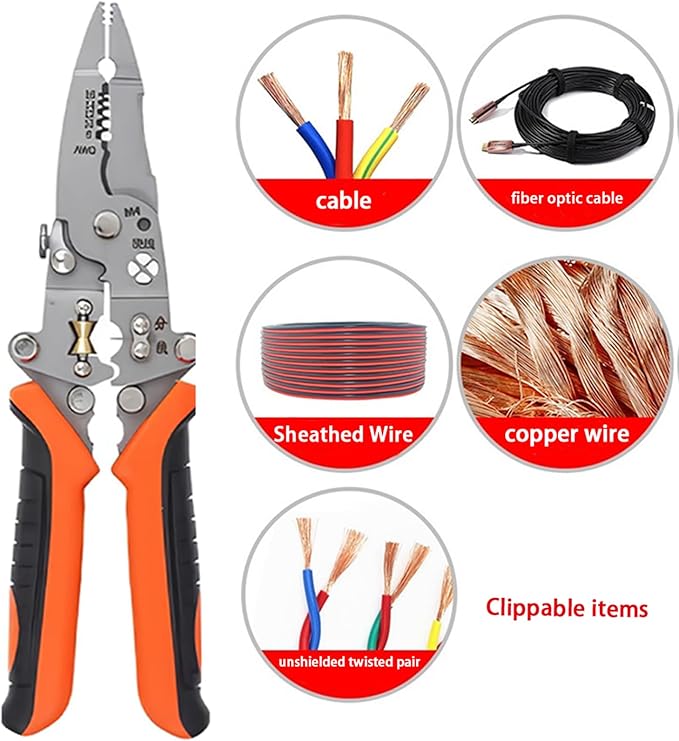 12in1 Multifunctional Wire Stripper Foldable Wire Stripper Twister Professional Electrician's Pliers Cable stripping pliers for cutting stripping crimping Crimping Tool (1)