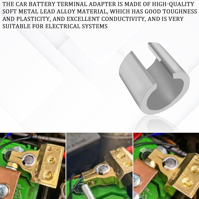 2Pair Battery Terminal Shim Battery Post Shims Adaptor Sleeves Positive & Negative Converter Post Terminal Connector, Universal Pure Lead Anode Cathode Sleeves SUV Truck Car Accessories