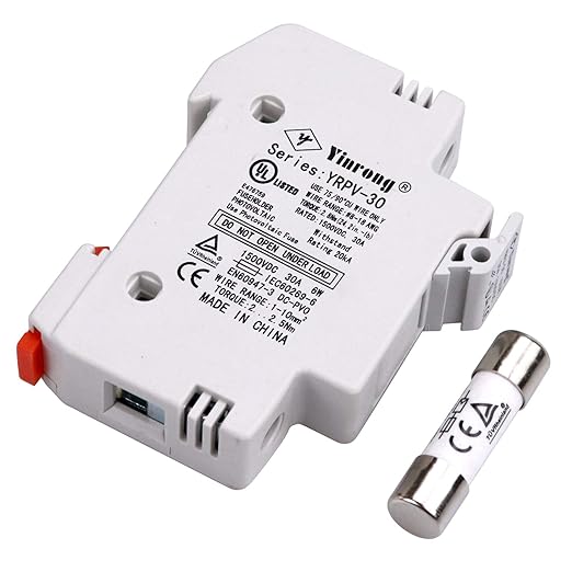 ZOOKOTO Solar Fuse Holder 30A 1500V DIN Rail Mount 1 Pole White Plastic Housing with 10x38mm Solar Fuse 30Amp