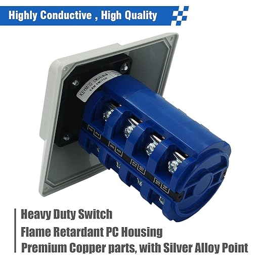 63A Rotary Changeover Switch with Exterior Box, 4NO 4NC 2-Ways 3 Position 4 Phase 16 Terminals Universal Selector Switch, Cam Switch with Waterproof Enclosure IP65, 63/D404.4D