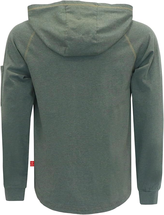 BOCOMAL FR Hooded T Shirts Heather Series 6oz Flame Resistant NFPA2112 CAT2 Fire Retardant Hoodies Work Shirt
