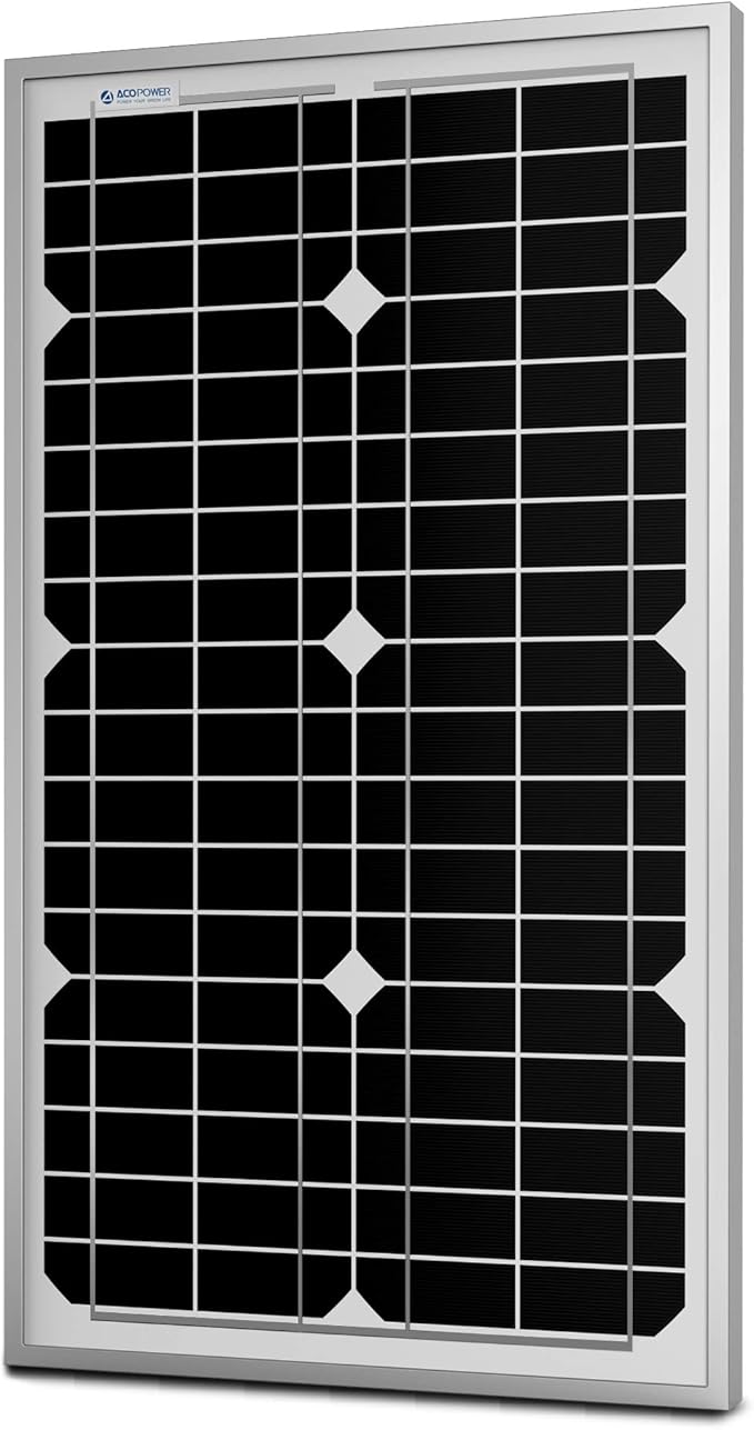 ACOPOWER Mono Solar Panel for 12 Volt Battery Charging, Off Grid, 30W