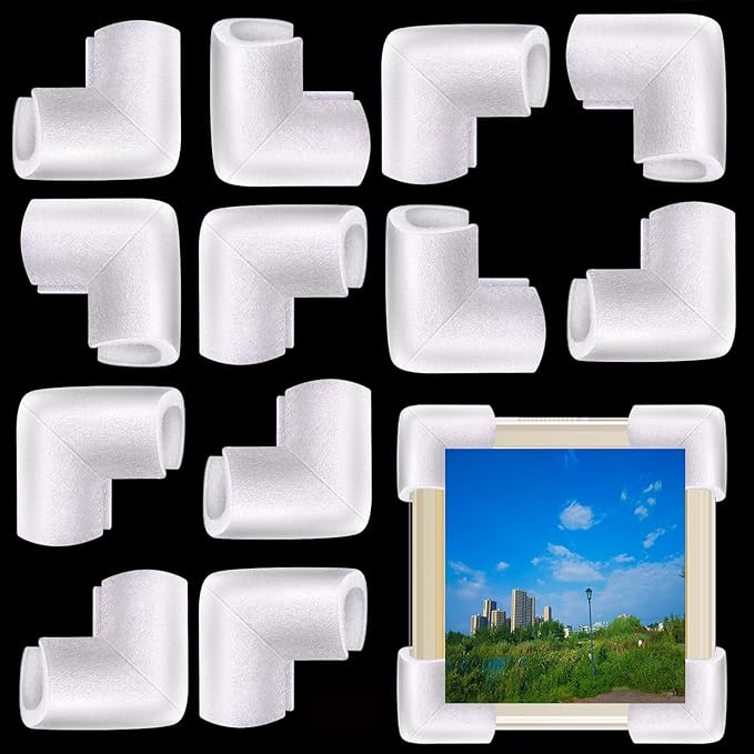 Havihaki 12Pcs Foam Corner Protectors For Moving TV, Picture Frame, Mirror, Frame Edge Protection Corners for Artworks Shipping, Packing Material