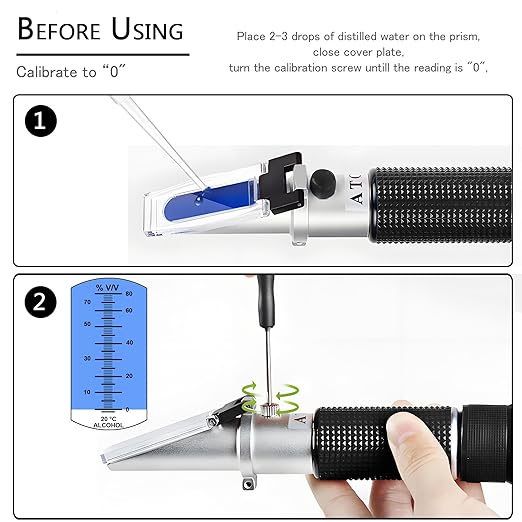 Handheld Alcohol Refractometer,V·RESOURCING 0~80% Alcohol Content Measurement Tool Tester for Spirits Distilled Ethanol with Water Like Whiskey, Brandy;Used in Scientific Research, Alcohol Purchase