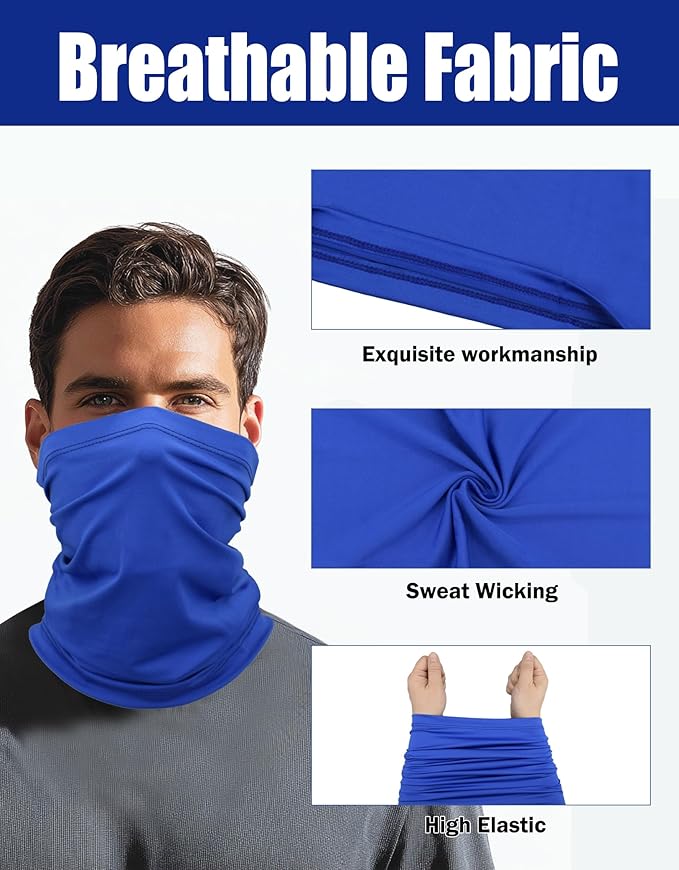 JHYWELL Cooling Neck Gaiter Face Mask, UV Protection Masks Gator, Windproof Bandana for Skiing, Fishing, Hiking, Cycling