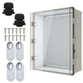 MAKERELE Extra Large Outdoor Waterproof Electrical Box IP67 Clear Waterproof Boxes for Outdoors Enclosure with Hinged Cover with Mounting Plate and 1" NPT*2(19.7"*15.7"*7.9")