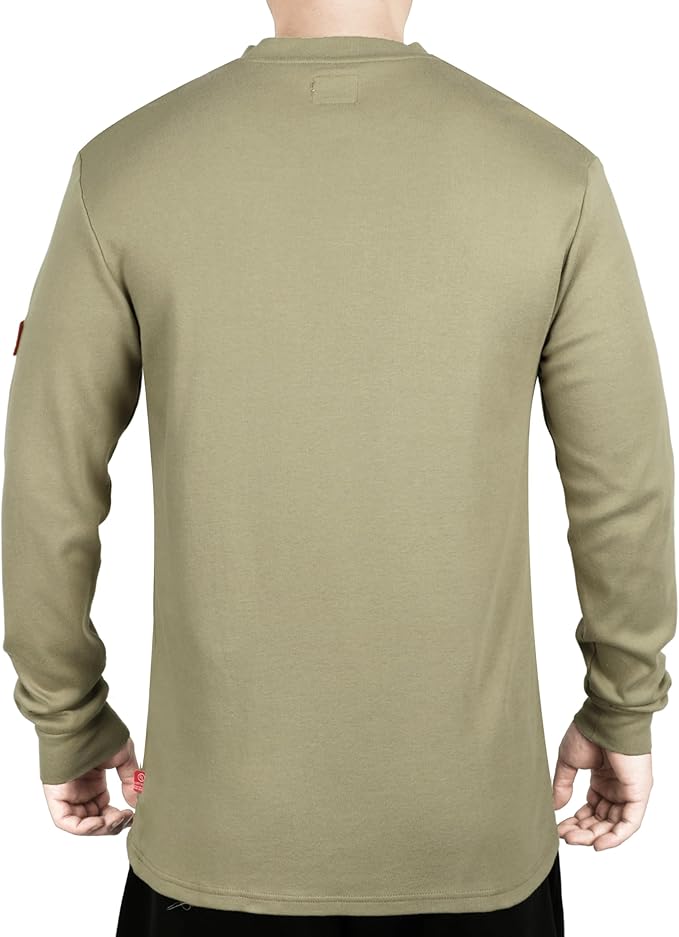 TICOMELA FR Shirts for Men Flame Resistant Shirt NFPA2112/CAT2 7oz Fire Retardant Men's Long Sleeve Henley Shirts