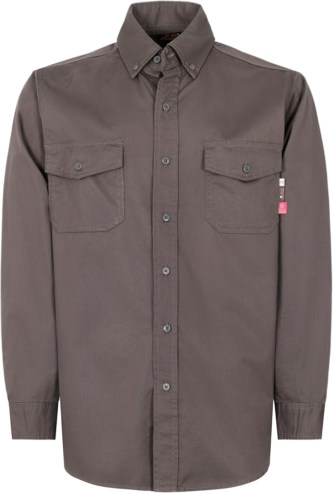 KONRECO FR Shirts for Men 6.5oz Lightweight Work Uniform Flame Resistant Welding Shirt/Water & Stain Repellent