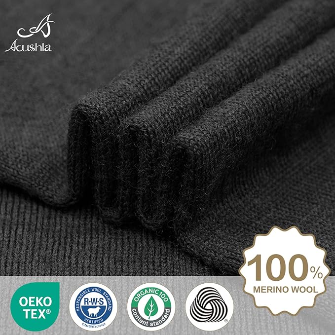 ACUSHLA 100% Merino Wool Neck Gaiter for Men & Women Ski Face Mask Winter Scarf Neck Warmer All Weather, Midweight Maple Leaf
