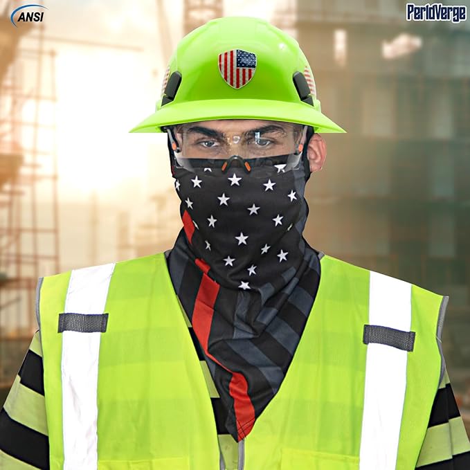 Full Brim Hard Hats Construction OSHA Approved with Visor-Vented Hard Hat with Neck Gaiter with Ear Loops,Safety Hard Hats for Men with Chin Strap ANSI Z89.1 Type 1 Class C,6-pt Suspension