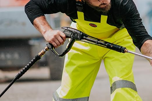 Pioneer Hi Vis Ripstop Waterproof Bib Pants/Overalls for Men - Reflective Safety Work Rain Pants - High Visibility Yellow