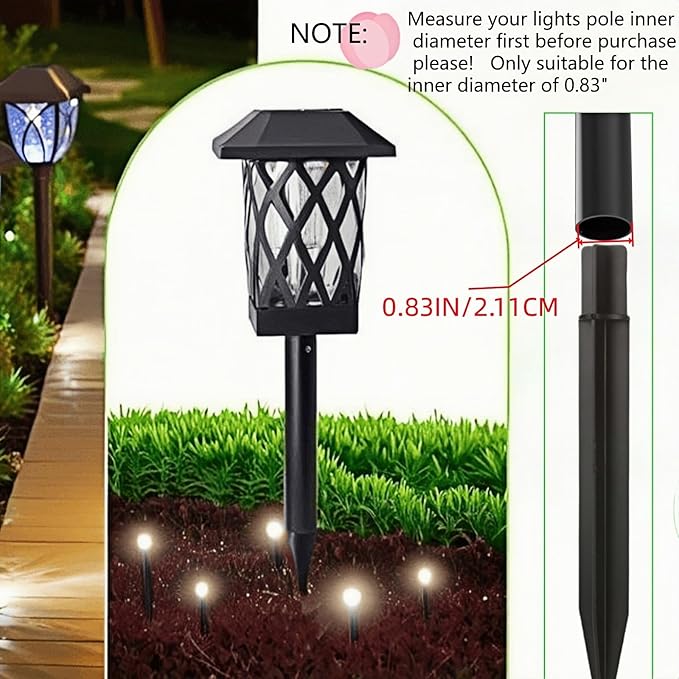 8.25" Reinforced ABS Plastic Solar Ground Spikes - Durable Solar Light Replacement Stakes for Garden, Pathway, Deck, Camping, Christmas Lights (Fits Fits 0.83" Inside Diameter) (Black-3 Pack)