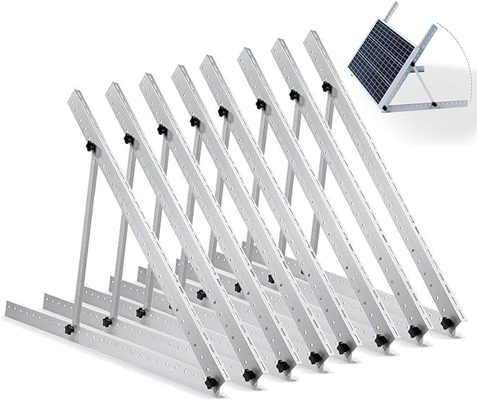Upgraded 47in 4 Sets Adjustable Solar Panel Tilt Mount Brackets, Foldable Tilt Legs, Support 100 200 300 400 500 Watt Solar Panels 4-8Pcs, Solar Panel Stand for Roof, Off-Grid, RV and Boat
