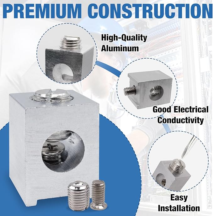 4 Pieces #4-2/0 Neutral Lug Kit Aluminum Circuit Breaker Ground Lugs, Electrical Grounding Lugs with Secure Conductive Design for Wiring Connections