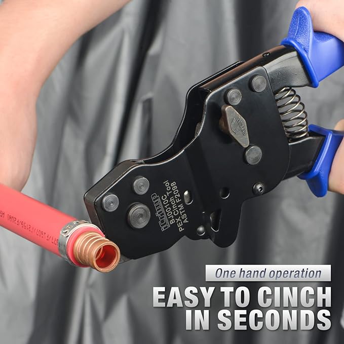 iCrimp Rachet PEX Pipe Cinch Tool for Stainless Steel Clamps meet ASTM 2098 clamping 3/8, 1/2, 3/4, 5/8,1-inch Pipe Tubing