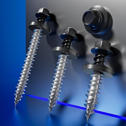 # 3/16 * 1 "595PCS 5lbs Black Hexagonal Metal Sheet roof Screws, # 10 * 1 with EPDM Washer and Hexagonal self Tapping, Used for Metal to Wood and Corrugated Roofs. 5 * 25mm