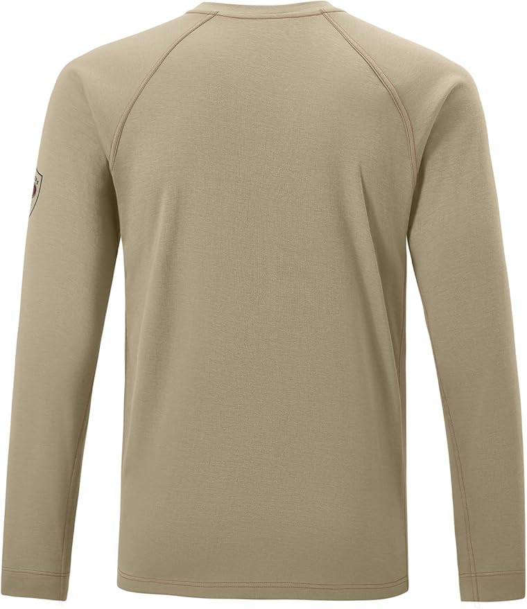 FR Shirts for Men Light Weight Flame Resistant Henley Shirts Long Sleeve Shirts HRC2/CAT2 6.5oz 100% Cotton