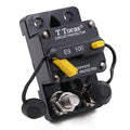 E9 100A Double 3/8" Studs Surface-Mount Circuit Breaker with Manual Reset | 12V - 72V DC, 100 Amp Breakers Switchable Waterproof IP67