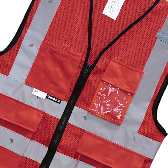 Salzmann Mesh Multi-Pocket Working Vest - Reflective Vest - Made with 3M Reflective Material