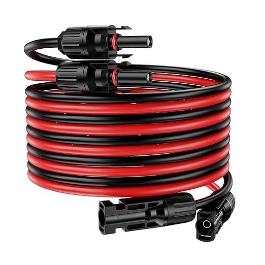 39Ft Solar Cable Solar Extension Cable,10AWG Solar Panel ExtensionCable with Female and Male Connectors,Waterproof Solar ExtensionCable Kit (Red and Black).