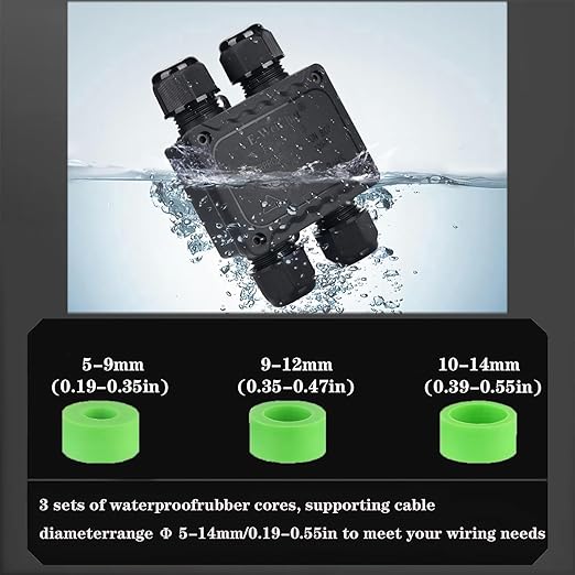Waterproof Junction Box Outdoor, ip68 4 Way Waterproof Box, M25 Small Box, Suitable for Indoor and Outdoor Lighting