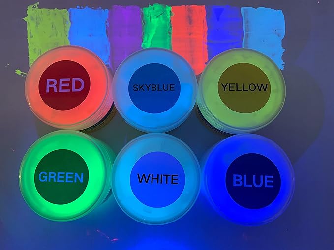 MizoArt SIX Color Invisible UV Paint Set For Indoor/Outdoor Use or Invisible UV Black light Paint Set 0.7oz/pot