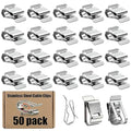 50-Pack SUS304 Wire Cable Clips, S Wire Management Clips for (1) 12-Gauge USE-2 to (2) 10-Gauge PV-1000V Wires, Fits Solar Frame LED Lights on Roofs Fencing Trailer