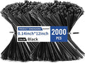 2000pcs Cable Ties, 12 inch Zip Ties Heavy Duty, 40lbs Black Multi-Purpose Self-Locking Nylon Cable Management, UV Resistant Wire Ties, Plastic Ties for Home, Garage, Garden, Office, Workshop