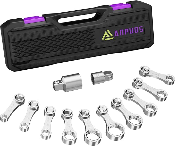 Torque Adapter Set, 12 pcs SAE 12 Point Torque Adapter Extension Set, 3/8" Torque Wrench Adapter with 5/16", 3/8", 7/16", 1/2", 9/16", 5/8", 11/16", 3/4", 13/16", 7/8", 1/2''+1/4'' Adapter