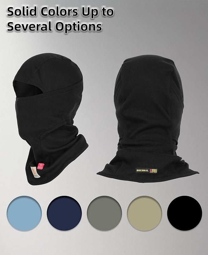 BOCOMAL FR Flame Resistant Balaclava Face Mask Arc Rated NFPA2112 CAT2 Helmet Liner Covering Hood for Welding