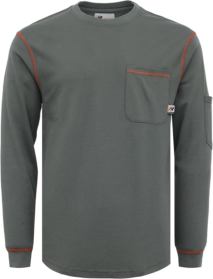 VATRENUS FR Shirts Crewneck 5.5oz Lightweight Flame Resistant 100% Cotton Men's Pre-Washed Fire Retardant Workwear