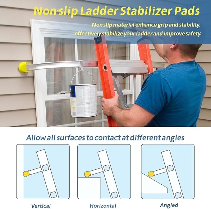 Ladder Stabilizer Bumpers Fit for Werner Extension Ladder Stabilizer Pads, Ladder Standoff Rubber End Caps Replacement Non-Slip Ladder Stabilizer Rubber Feet - Improving Stability and Safety - 4 Pack