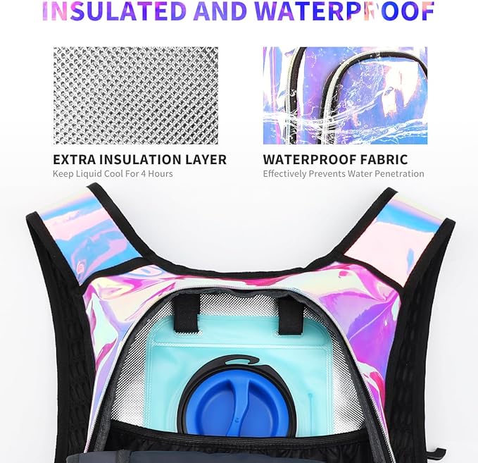 Hydration Pack, Hydration Backpack with 2L Hydration Bladder, Festival Essential Water Backpack, Lightweight Hydration Bag Hydropack Hydro for Running, Biking, Music Festival Gear, Rave