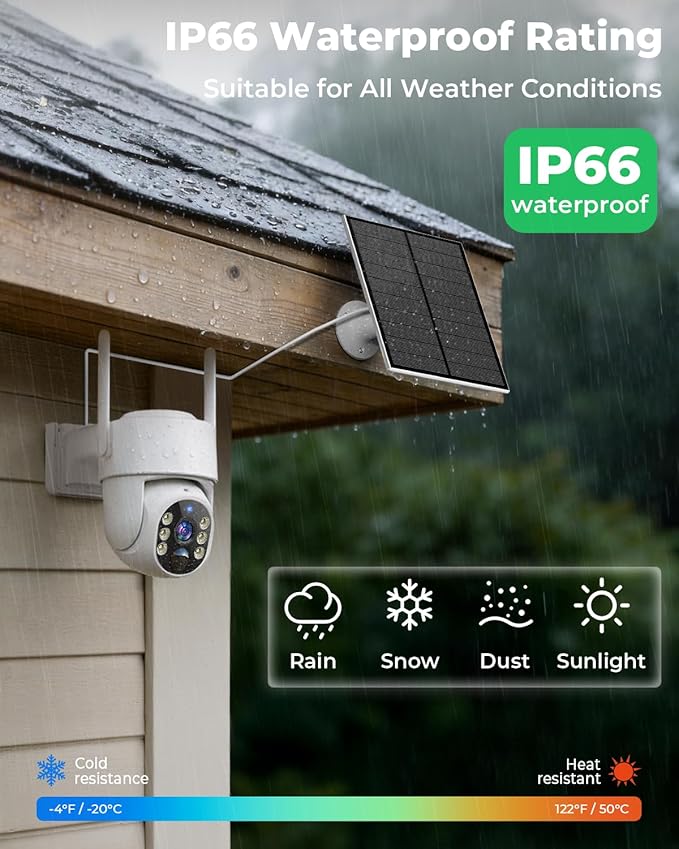 Solar Security Cameras Wireless Outdoor, 5G&2.4GHz Cameras for Home Security, 2K Solar Outdoor Camera, Color Night Vision, AI Human Detection, 2-Way Talk, Siren Alarms (4-Pack)