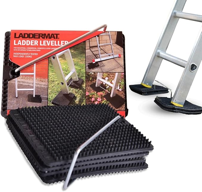 Ladder Stabilizer & Leveler – Non-Slip Safety Base for Ladders on Uneven Ground, Grass, Gravel & Soft Surfaces – Prevents Sinking, Durable Ladder Safety Accessory for Home & Jobsite