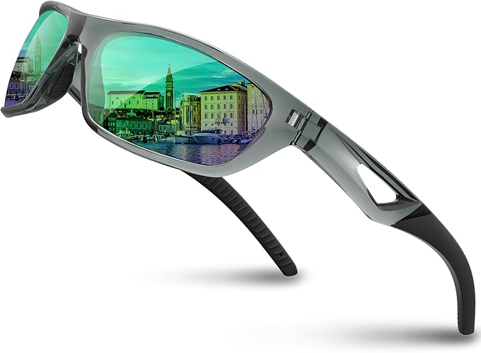RIVBOS Polarized Sports Sunglasses Driving Sun Glasses Shades for Men Women Tr90 Frame for Cycling Fishing Running RB831