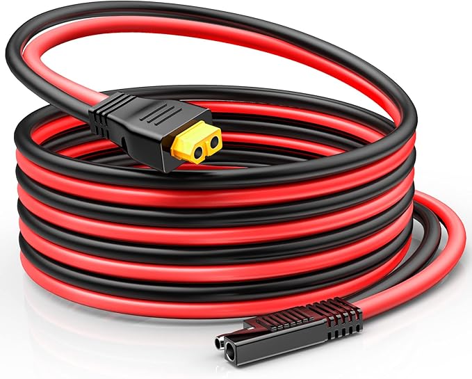 ELECTOP 10AWG SAE to XT60 Connector Extension Cable, SAE Plug XT60 Female Adapter Charger Solar Panel Cable Connector Kit for Solar Generator Portable Power Station with Polarity Reverse Adapter