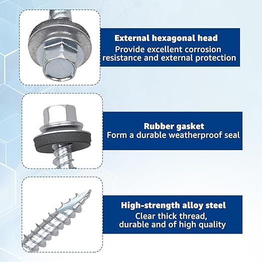 Metal Roofing Screws 320Pcs #10 x 1inch, Hex Head Sheet Metal Roof Screw with EPDM Washer Replacement for Corrugated Roofing